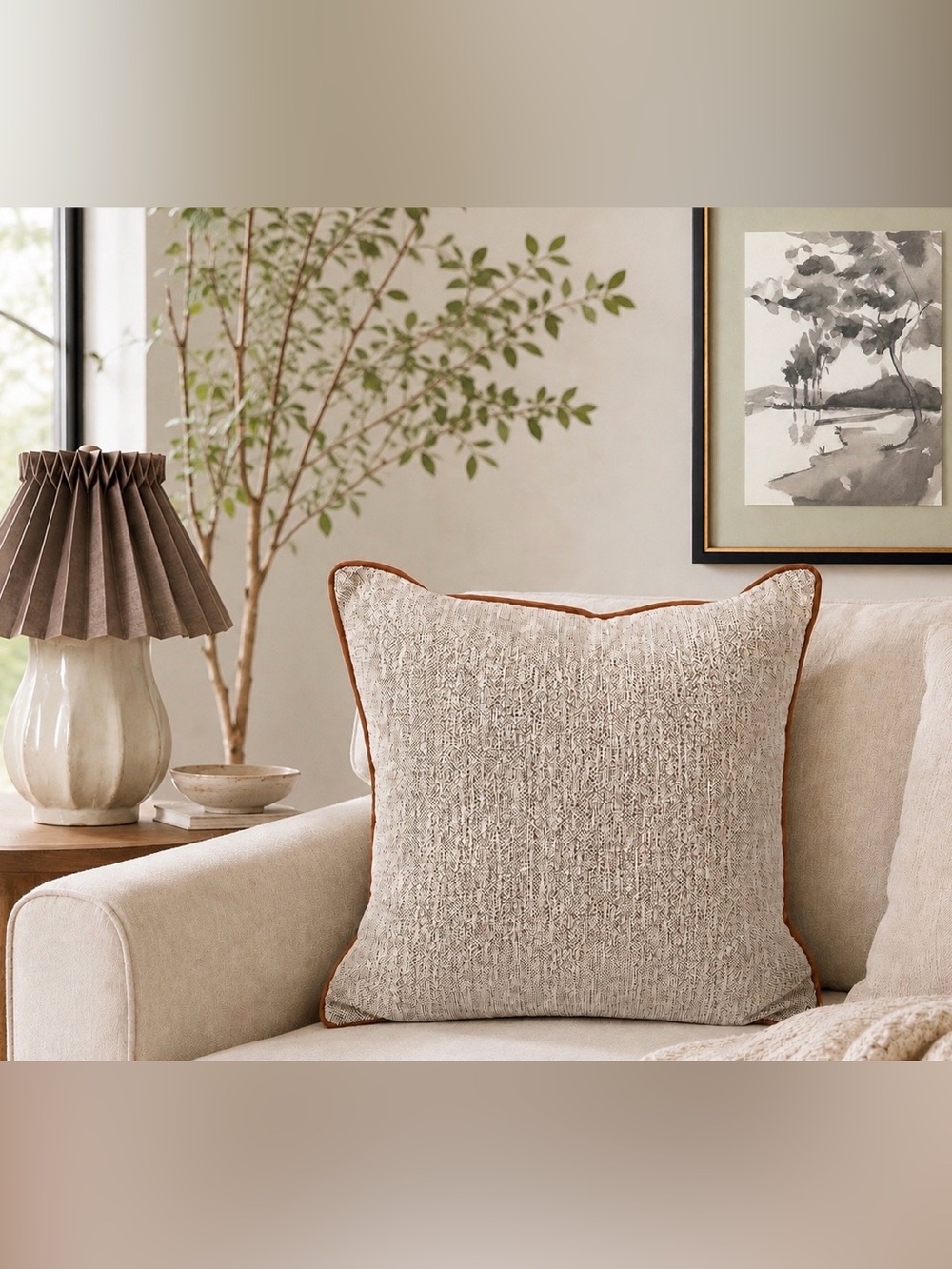 New Hearth & Hand™ with Magnolia 18” x 18” square throw pillow Tweed and Leather